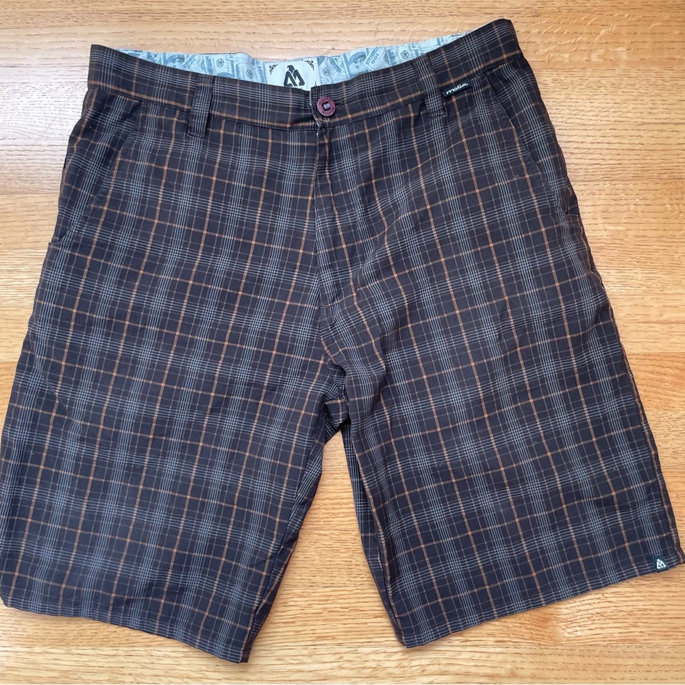 Mens Matix Brown Plaid Shorts 34